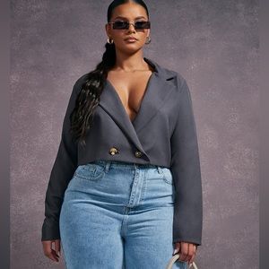 NWT Grey Crop Blazer - Size 16